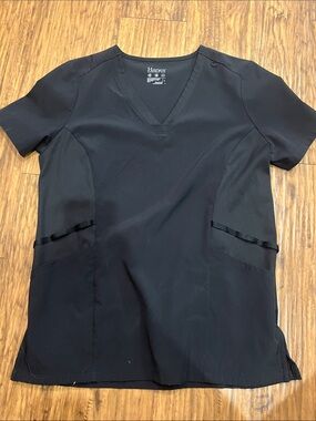 Hanes Black V-Neck Medical Scrub Top
Size: S